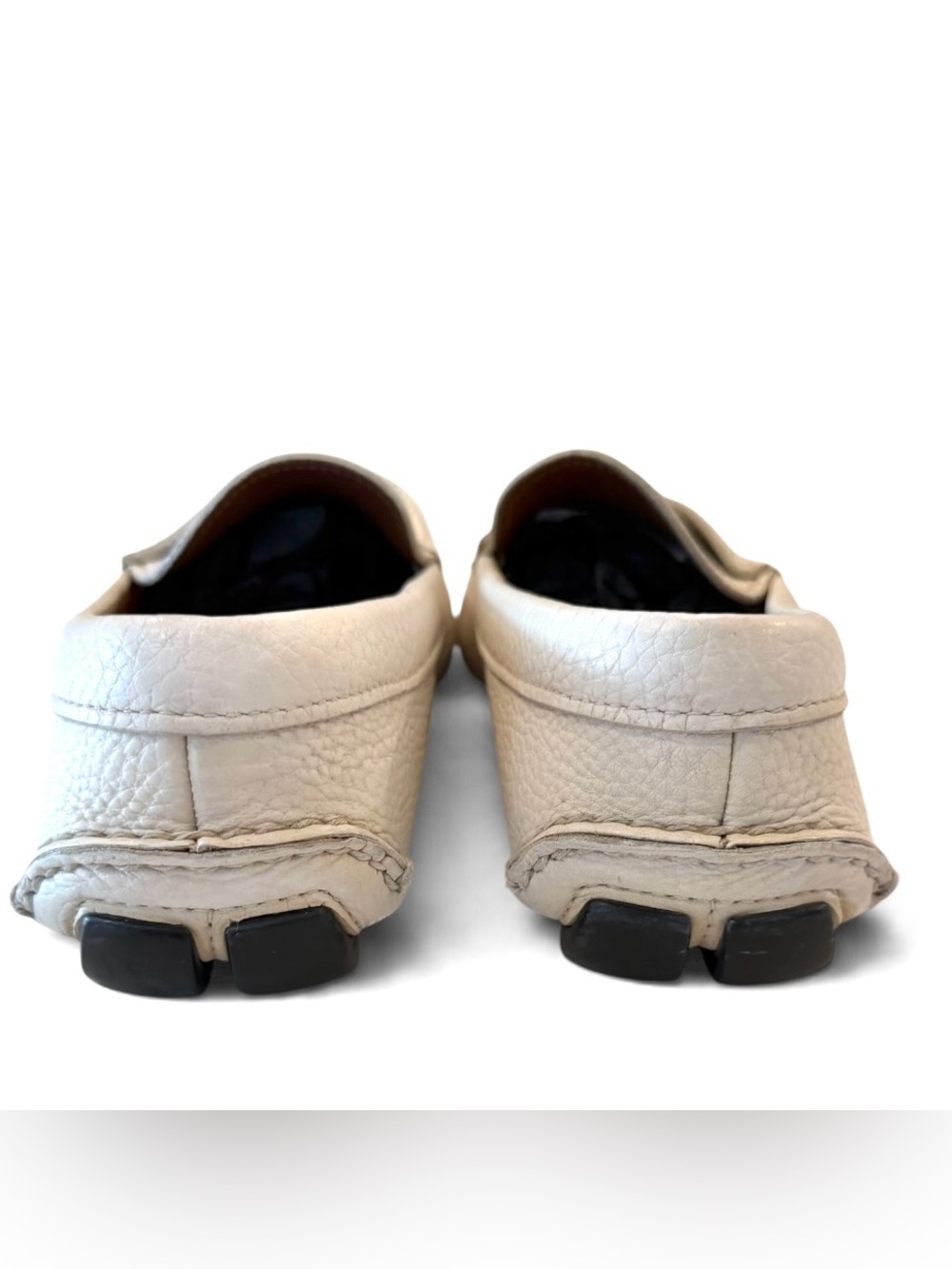 Prada Women's Cream off white Leather Driving Loafers boat shoes - Picture 9 of 11